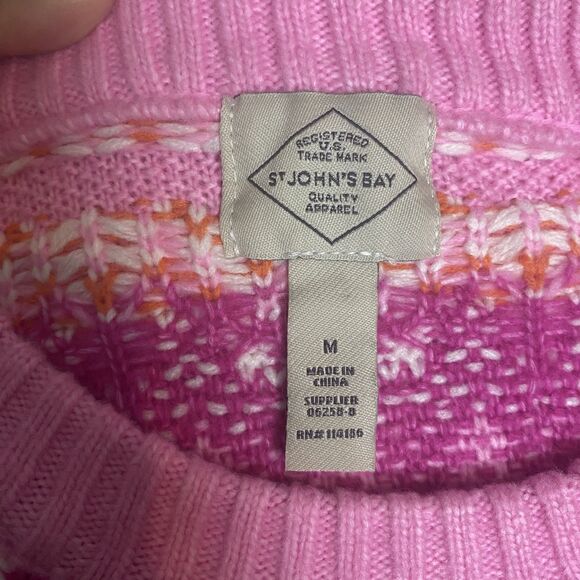 Pink St. John's Bay Fair Isle Sweater - Size M - Picture 7 of 8